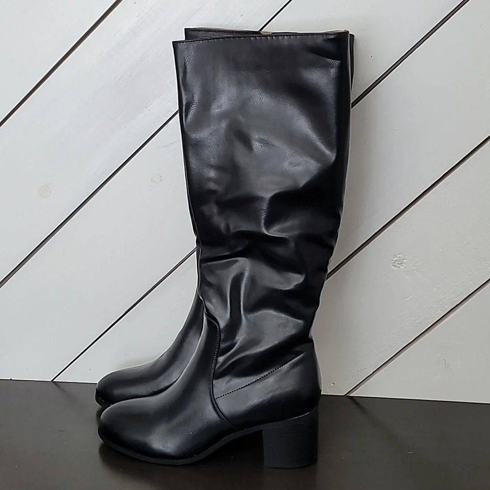 NEW Journee Collection Womens Romilly  Black 9.5M High Knee Boots